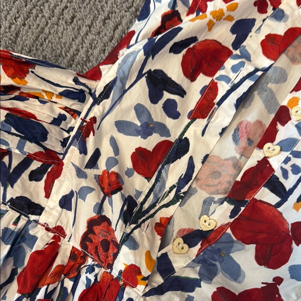 Buru Floral Print Dress with Red and Blue Accents - Picture 4 of 6